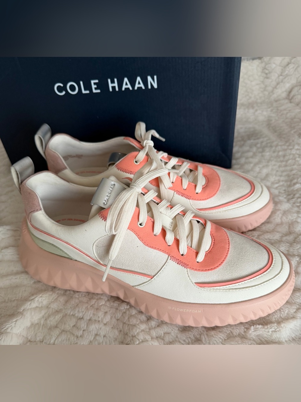 Cole Haan Women’s Coral and Cream Lace-Up Sneakers